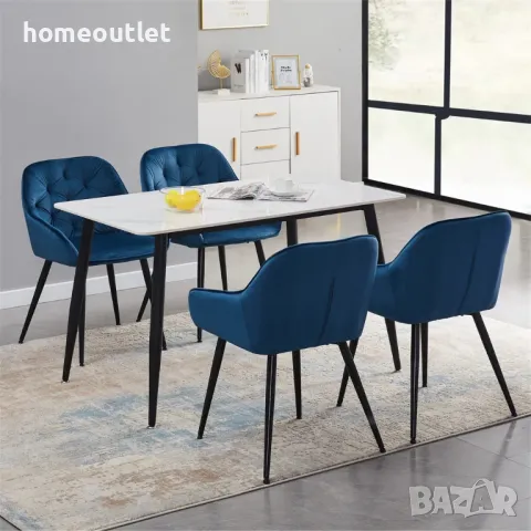 Висококачествени трапезни столове тип кресло - комплект от 2бр C-U-DC-0085BU, снимка 3 - Столове - 49081806