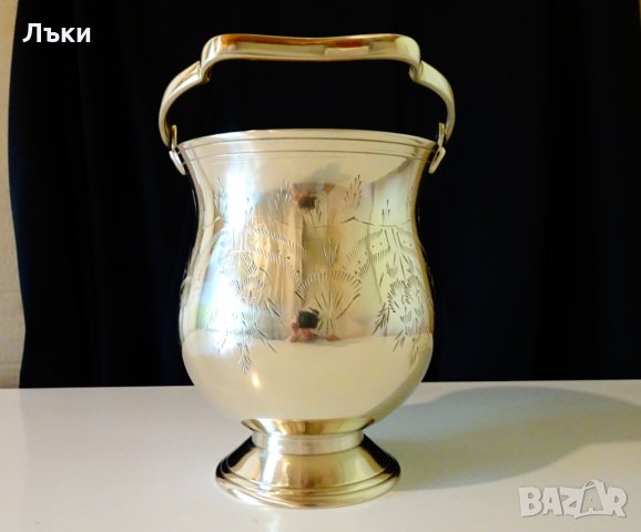 Британски бронзов съд за лед,ледарка,менче,маркиран. , снимка 2 - Антикварни и старинни предмети - 32966143