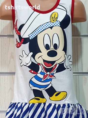 Нова детска моряшка рокля с трансферен печат Мики маус, снимка 2 - Детски рокли и поли - 29030051