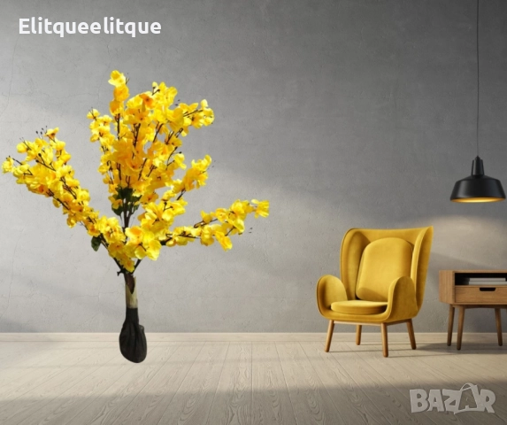 Декоративно изкуствено цвете с жълти цветове, 100см, снимка 3 - Други - 52187190