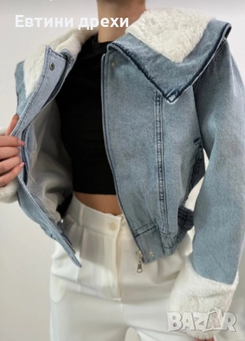 Нови дамски дънкови якета с пух, снимка 3 - Якета - 51955859