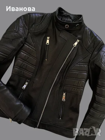 Черна рокерия. Кожено яке висок клас естествена кожа, снимка 7 - Якета - 47816798