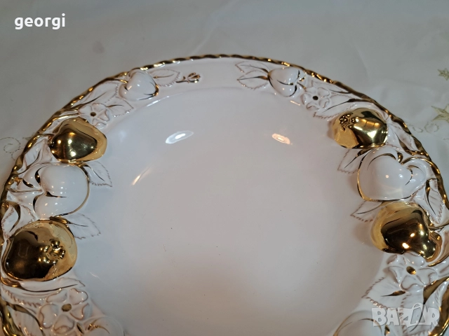 Порцеланова купа фруктиера с позлата М1, снимка 3 - Аксесоари за кухня - 52983433