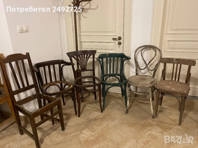 Стари столове ретро масив дърво и Закачалка виенска