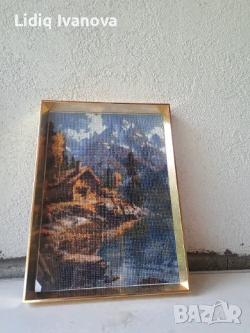 Диамантен гоблен къща в планината-готов и рамкиран