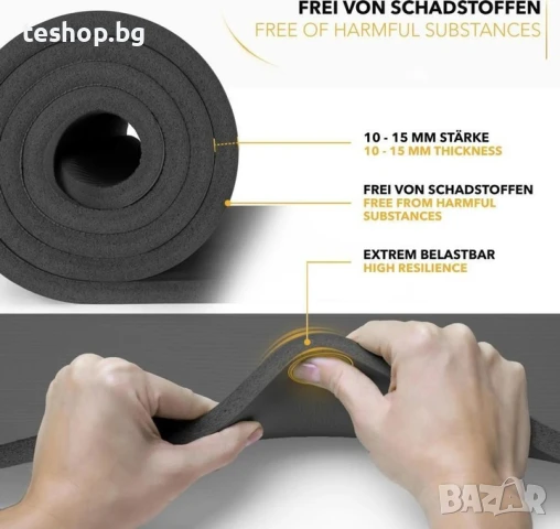 Постелка за фитнес, йога, пилатес, черна, 185х60х1 см Tresko, снимка 2 - Фитнес уреди - 51423819