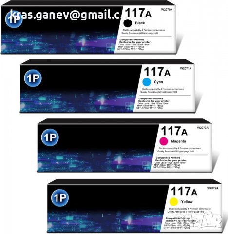 4 цвята 117A съвместим с тонер заместител за комплект тонер HP 117A цветно лазерно многофункционално