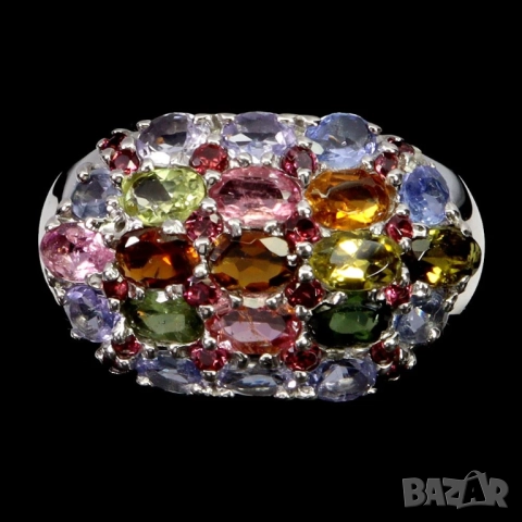 925 себърени пръстени с рубин, перидот, кианит, родолит гранат, танзанит, турмалин, снимка 10 - Пръстени - 51757015