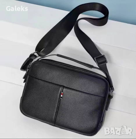 Мъжка, елитна бутикова кожена чанта за през рамо /Елегантна с правоъгълен дизайн!, снимка 6 - Чанти - 53117681