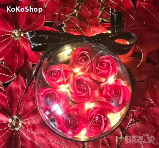 Кутия с рози и LED светлини/седем рози в луксозна кутия със светлини, снимка 6 - Декорация за дома - 49462761