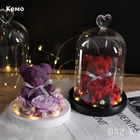 Меченце с вечна роза в стъкленица, снимка 8 - Декорация за дома - 27020274