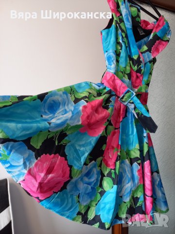 Луксозна официална рокля за повод на цветя от немачкаема коприна с пришита подплата. Размер: М, L. , снимка 4 - Рокли - 40523132