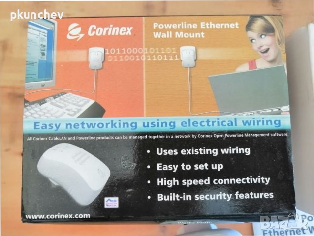 Адаптор Powerline Ethernet Corinex, снимка 2 - Мрежови адаптери - 38237181