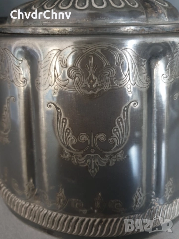 Стар английски посребрен чайник 26см, снимка 6 - Антикварни и старинни предмети - 52897297