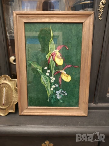Картина върху стъкло дървена рамка