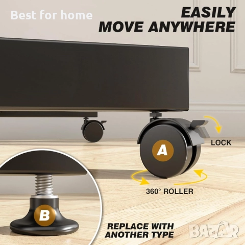 TVON ТВ стойка с колелца за TV и екрани, снимка 4 - Стойки, 3D очила, аксесоари - 52901602