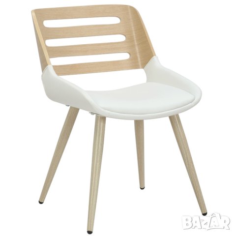 Стол Brody еко кожа бял - дървени крака