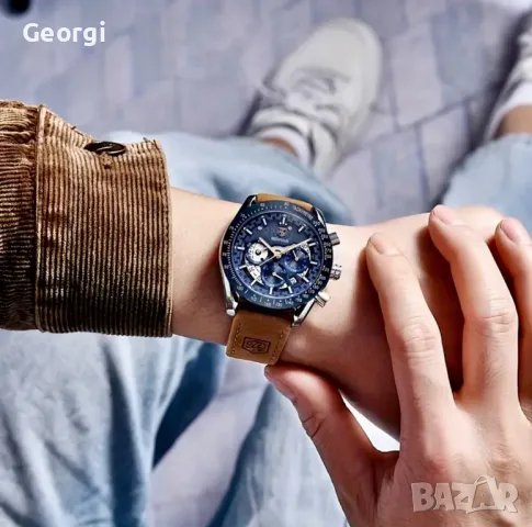 Спортно/Елегантен Мъжки часовник BY*BENYAR* Спортен хронограф с кожена каишка!, снимка 11 - Мъжки - 49516871