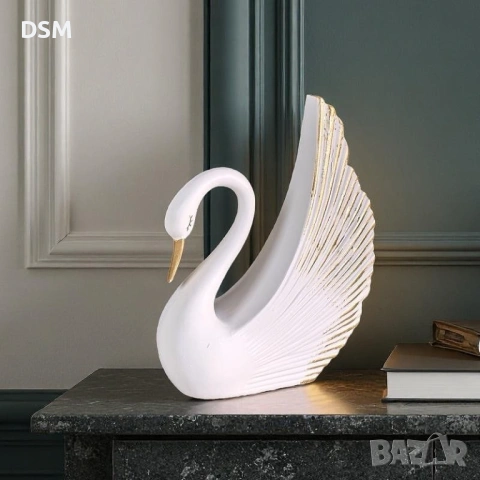 Нова Статуетка Лебед - Фигура за Декорация бял или черен -20см, снимка 4 - Статуетки - 53423930