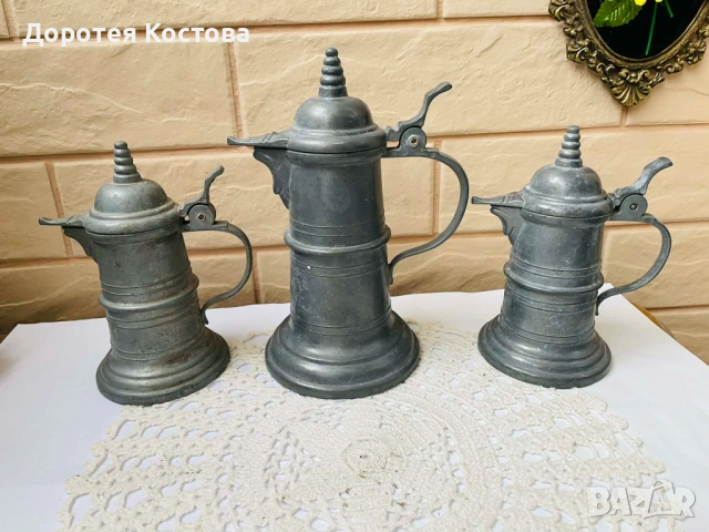 Красиви кани от цветен метал от Германия - 3 бр, снимка 13 - Антикварни и старинни предмети - 53577964