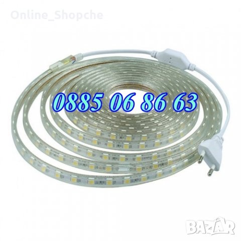 LED Лента 220 V, водоустойчива, Бяла, RGB, ЛЕД ленти, коледна украса, снимка 3 - Декорация за дома - 32584641