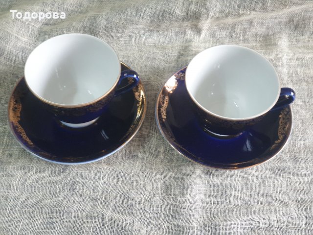 Двоен сет от руски порцеланови чашки и чинийки-ЛФЗ, снимка 2 - Сервизи - 38184920