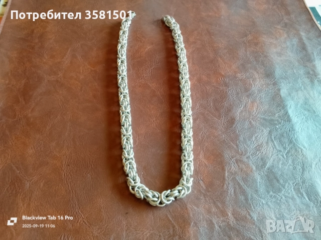 158/Сребърен Синджир Кралска плетка-135грама.🇧🇬, снимка 4 - Колиета, медальони, синджири - 51766642