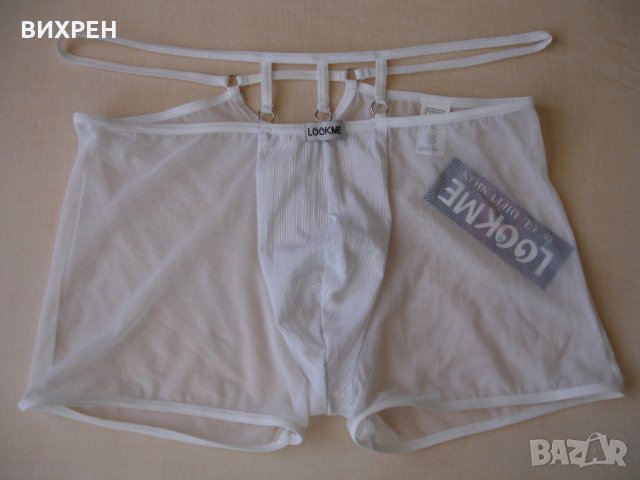 мъжки прашки, еротични боксерки марка Lookme, бели, с допълнителен ластик около ханша, снимка 2 - Бельо - 26476165