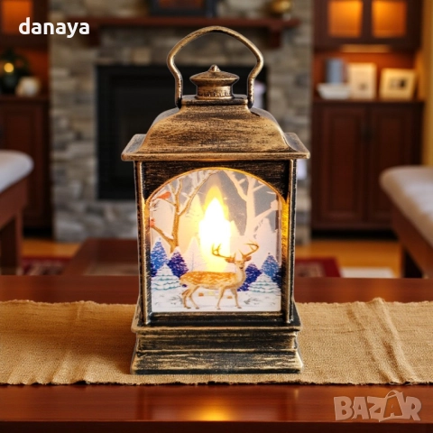 1187 Мини коледен фенер с Дядо Коледа и Снежко светеща коледна украса, снимка 4 - Декорация за дома - 35003060