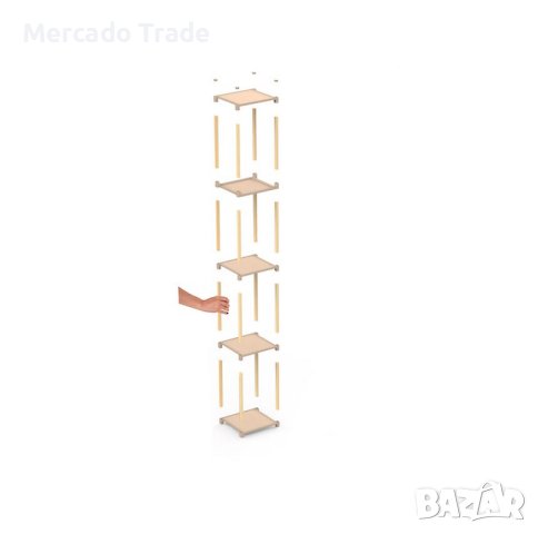 Декоративна етажерка Mercado Trade, 4 рафта, Пластмаса и дърво, снимка 3 - Декорация за дома - 43822367