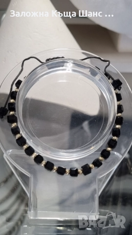 Гривна злато 14к и оникс на черен конец !