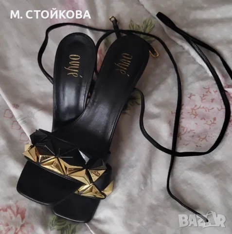 италиянски сандали с интересен висок ток, снимка 2 - Сандали - 49798676