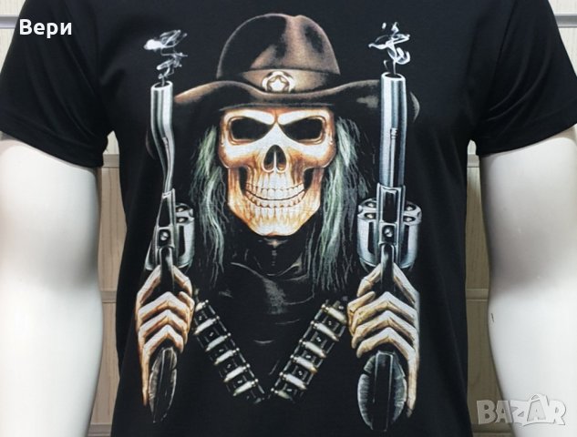 Нова мъжка тениска с дигитален печат Череп с пистолети, снимка 13 - Тениски - 29050863