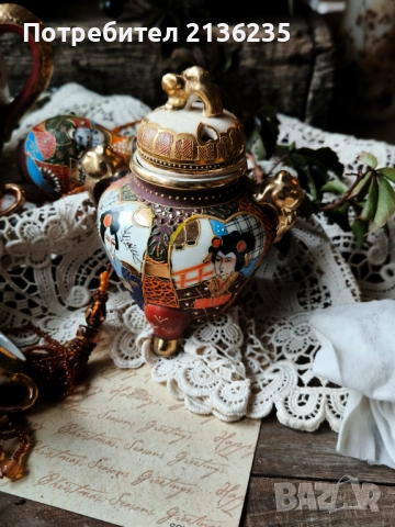 Японски порцеланов комплект – Satsuma , снимка 9 - Антикварни и старинни предмети - 51972671