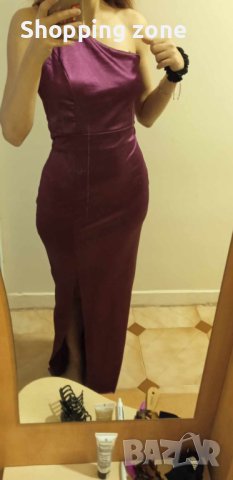 Официална сатенена рокля с цепка, снимка 2 - Рокли - 43014716