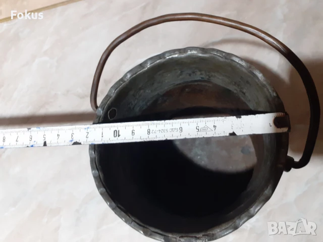 Стар османски меден съд бакър канче чеканено и гравирано, снимка 6 - Антикварни и старинни предмети - 51074698