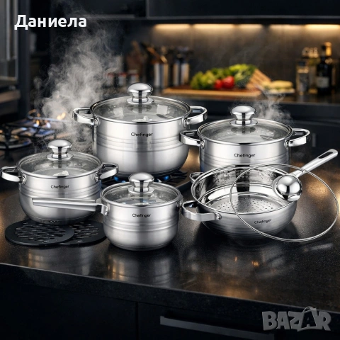 Комплект съдове за готвене 12 части Cheffinger, снимка 3 - Съдове за готвене - 53180927