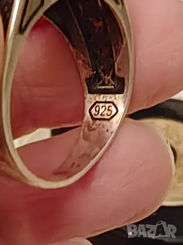 Стар сребърен мъжки пръстен с естествени рубини, снимка 8 - Пръстени - 49766069