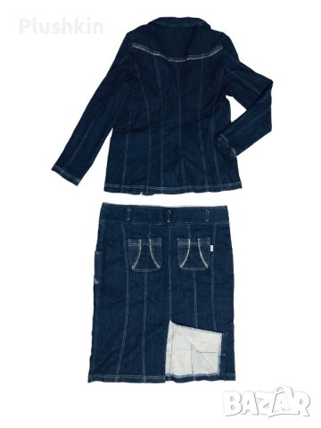 Дамски дънков костюм L - сако и пола - нов, снимка 2 - Костюми - 43120601