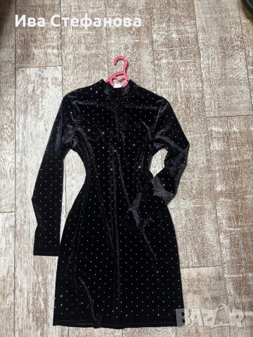 Нова парти бляскава коктейлна официална черна кадифе кадифена рокля, снимка 2 - Рокли - 52619442