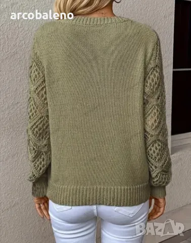 Дамски ежедневен пуловер с V-образно деколте и дълъг ръкав, 8цвята , снимка 12 - Блузи с дълъг ръкав и пуловери - 47433515