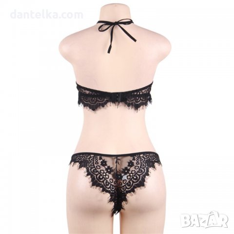 B165 Еротичен комплект от черна дантела в две части, еротично бельо, секси комплект, снимка 5 - Бельо - 38466026