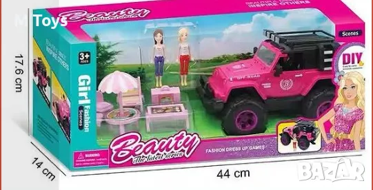Кукла с джип и комплект за пикник 