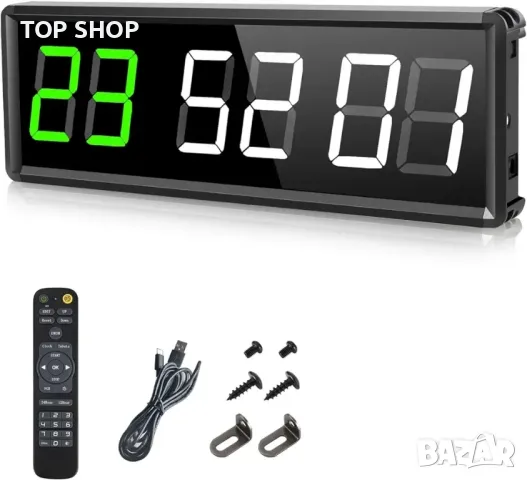 PELLOR Gym Timer Цифров стенен часовник, 2,3" програмируем LED фитнес интервален таймер, снимка 6 - Лед осветление - 48743402