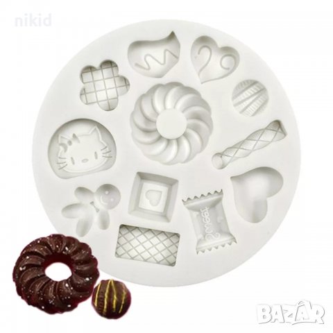 микс десерти лакомства бонбони бисквитка кити силиконов молд форма украса торта фондан смола  , снимка 5 - Форми - 28207639
