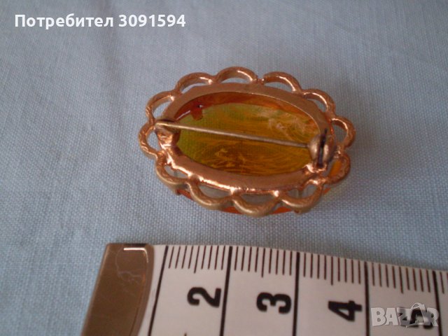 РЕТРО БРОШКА ВИНТИДЖ БИЖУ ТОПЕН  КЕХЛИБАР СССР, снимка 8 - Антикварни и старинни предмети - 36847429