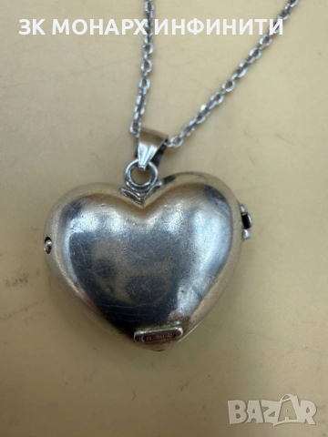 Сребърен ланец със сребърна висулка сърце /925/, снимка 9 - Колиета, медальони, синджири - 52298782