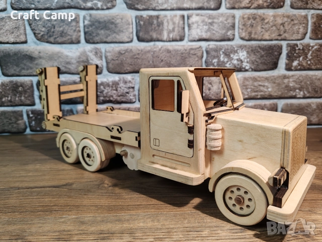 Дървен модел на камион за пътна помощ – Craft Camp, снимка 11 - Коли, камиони, мотори, писти - 52736506