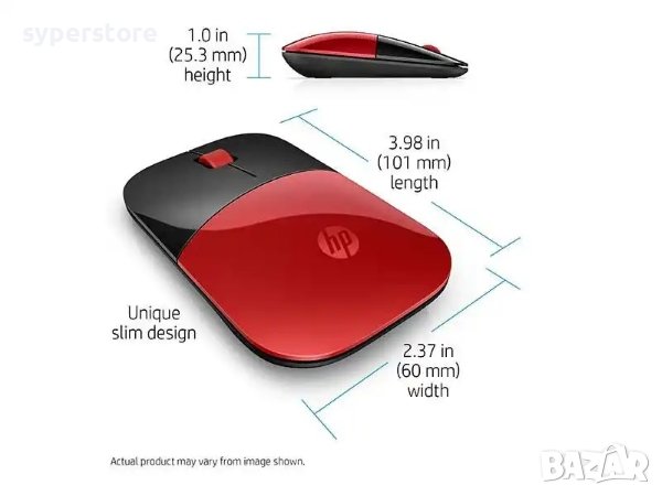 Мишка Безжична HP Z3700 Red/Black Черно-червена wireless, снимка 4 - Клавиатури и мишки - 37062631