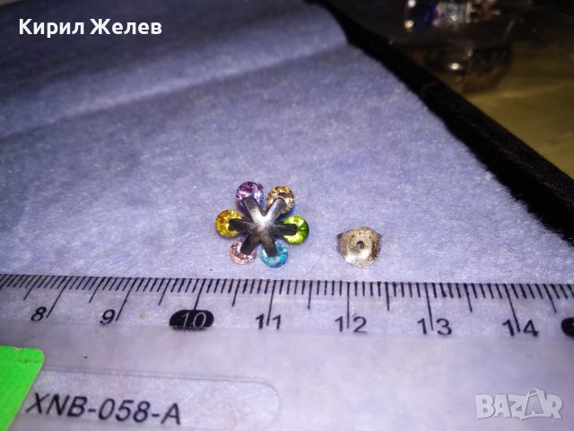 ПРЕКРАСНА СКЪПОЦЕННА СРЕБЪРНА ОБЕЦА СНЕЖИНКА СРЕБРО 925 с РАЗНОЦВЕТНИ ФАСЕТИРАНИ КАМЪНИ 27256, снимка 6 - Обеци - 39654136